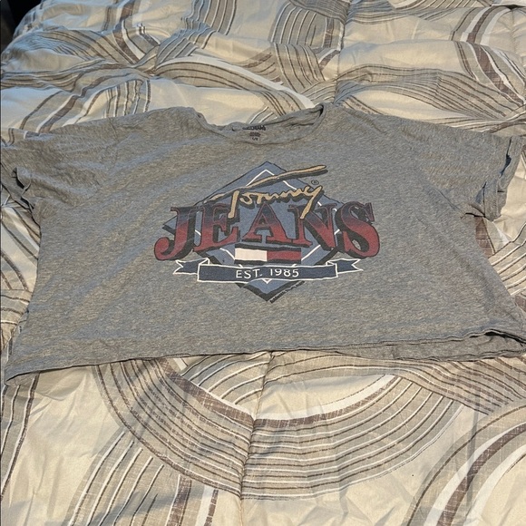 Tommy Hilfiger Tops - Tommy Jeans Gray Graphic Cropped T-Shirt